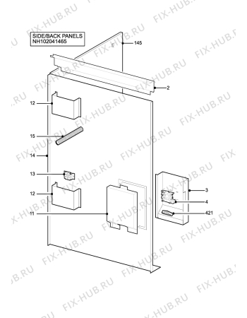 Взрыв-схема плиты (духовки) Zanussi ZCE8020AX - Схема узла H10 Side/Back Panel